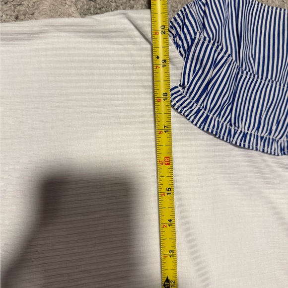 White and Blue Striped Ruffle Sleeve Top - Picture 8 of 9